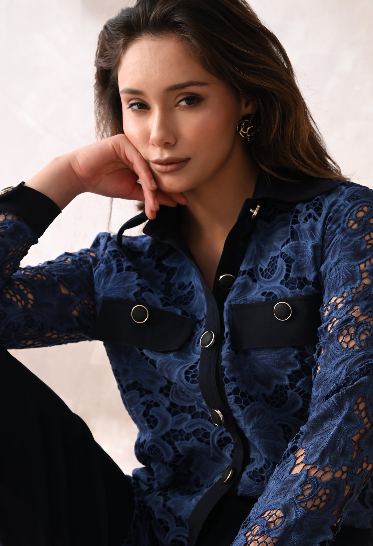 MIDNIGHT BLUE LACE SHIRT