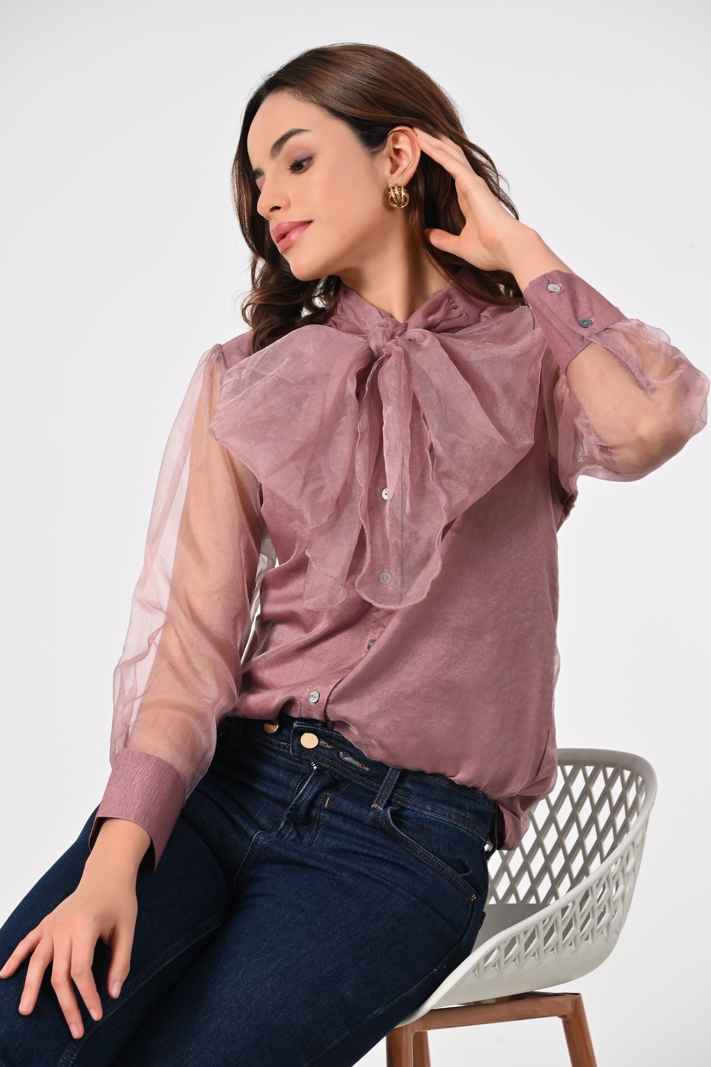 Blush pink organza shirt