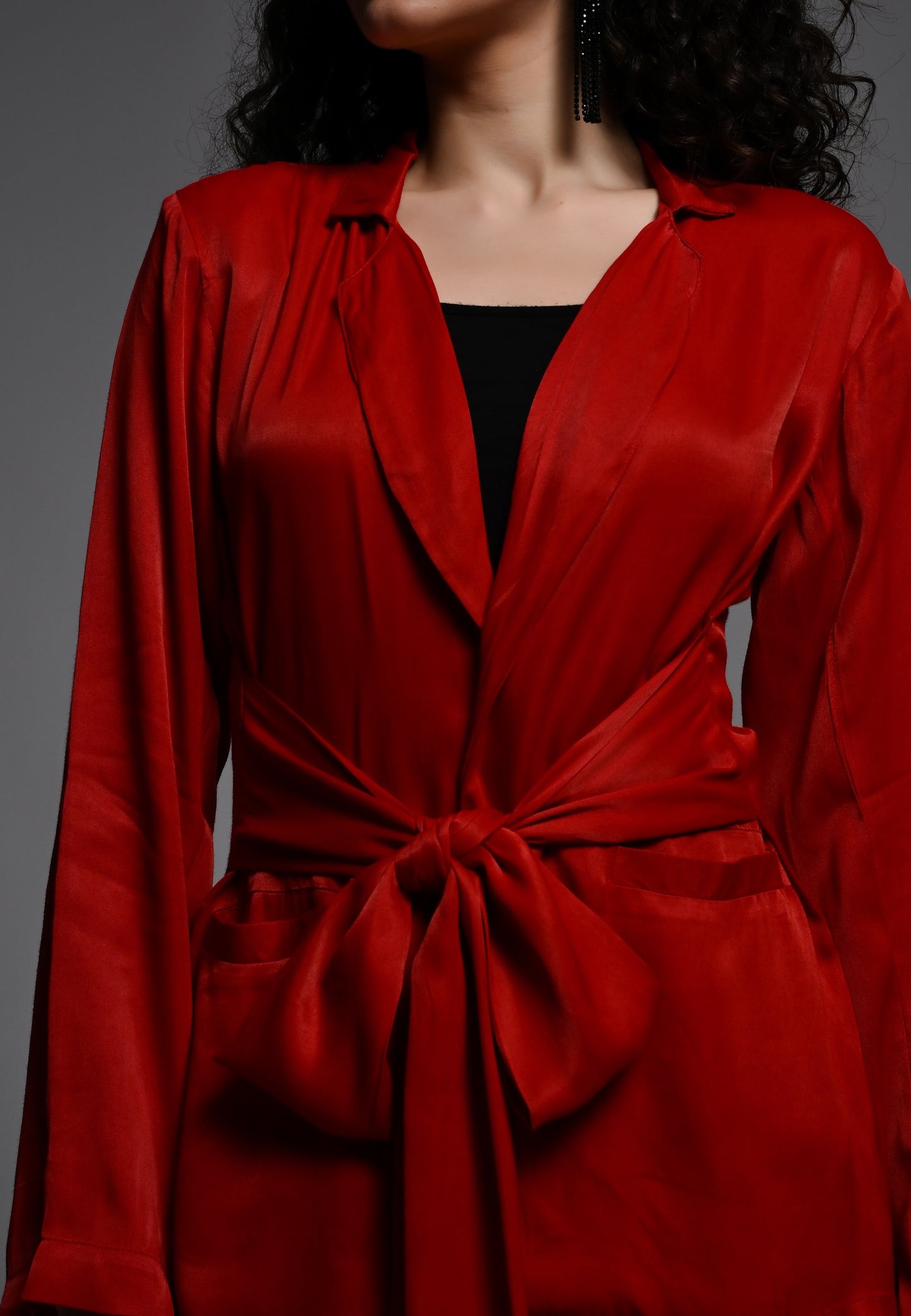 Red Co-ord set with front tie belt