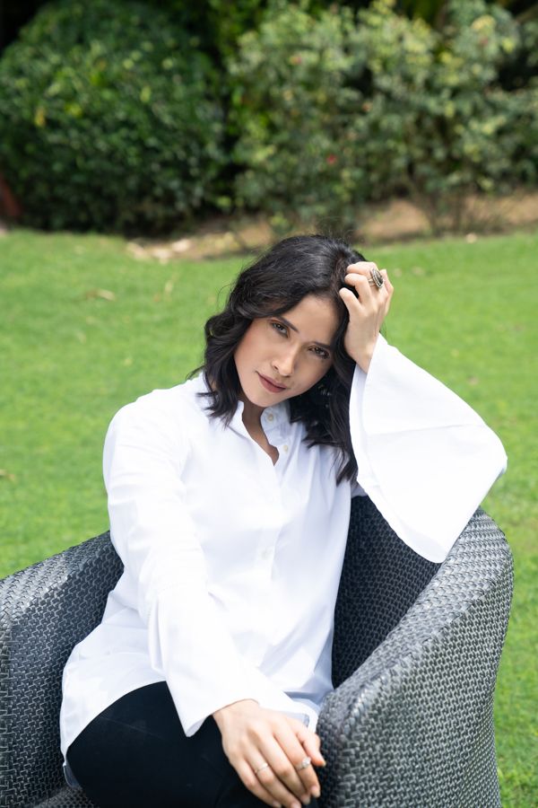 White cotton bell sleeves shirt