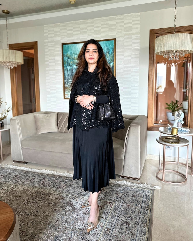 Black Sequin Cape