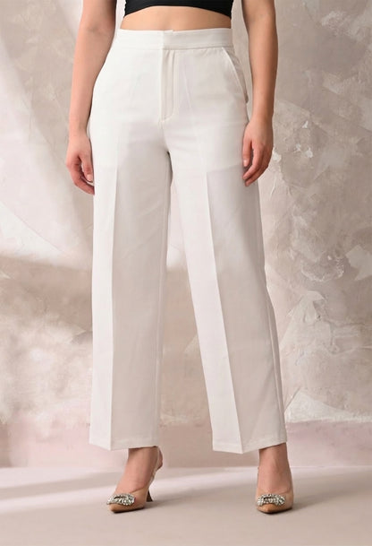 WHITE WIDE LEG TROUSER
