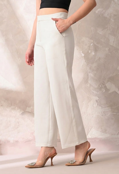 WHITE WIDE LEG TROUSER