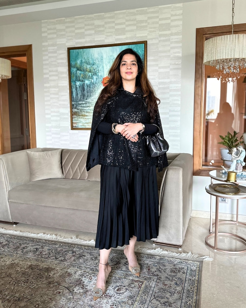 Black Sequin Cape