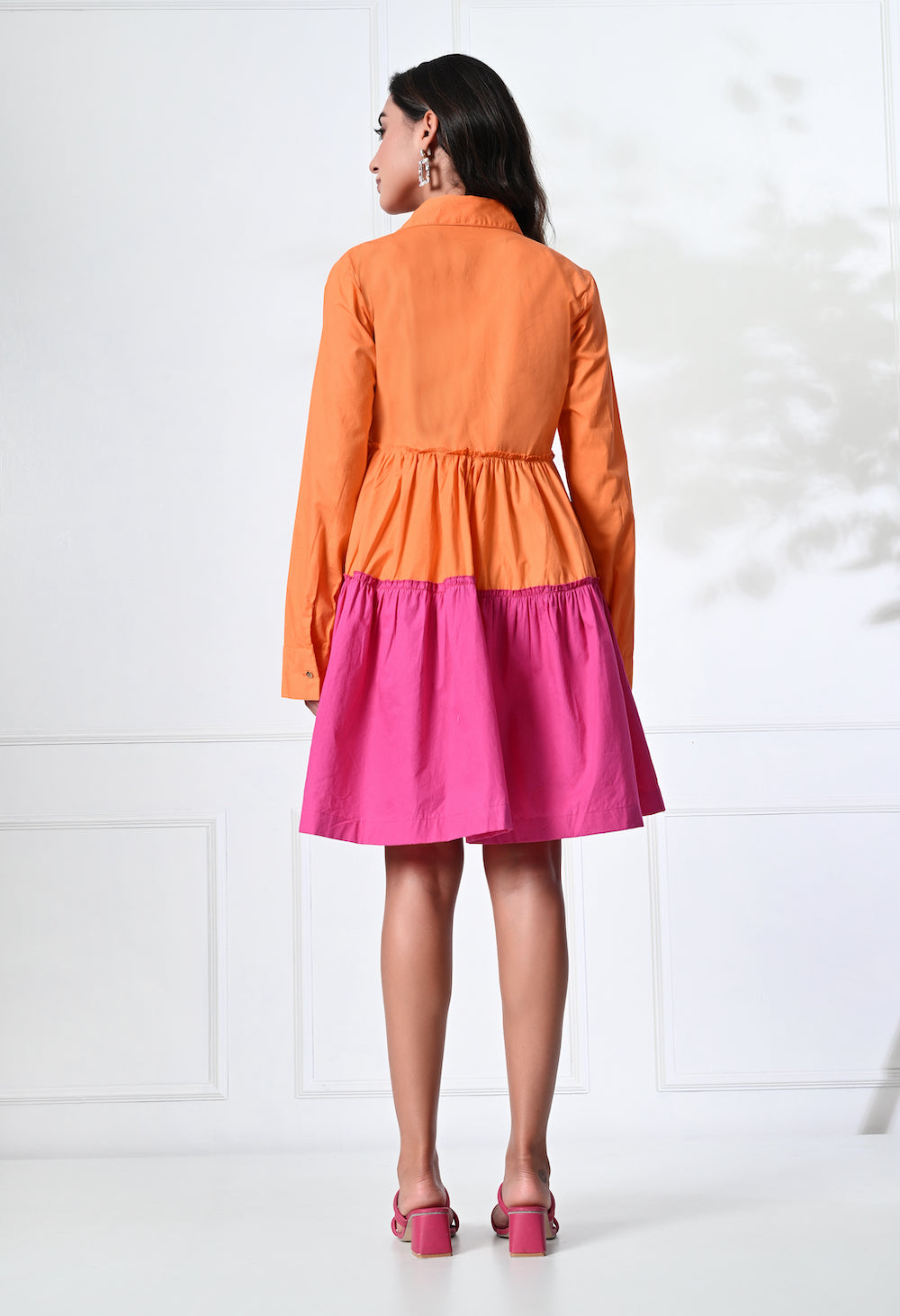 Pink and Orange flowy short dress