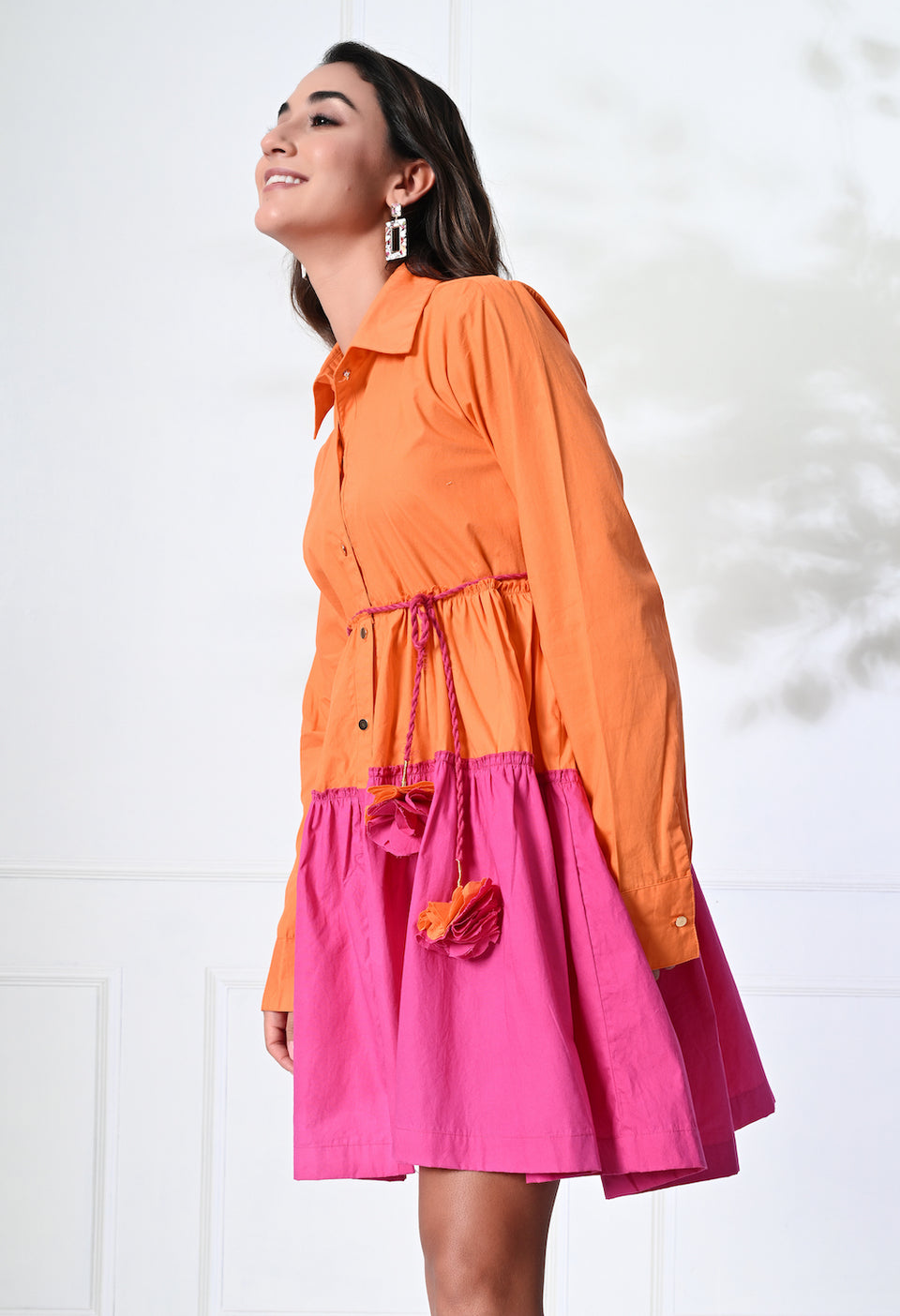 Pink and Orange flowy short dress