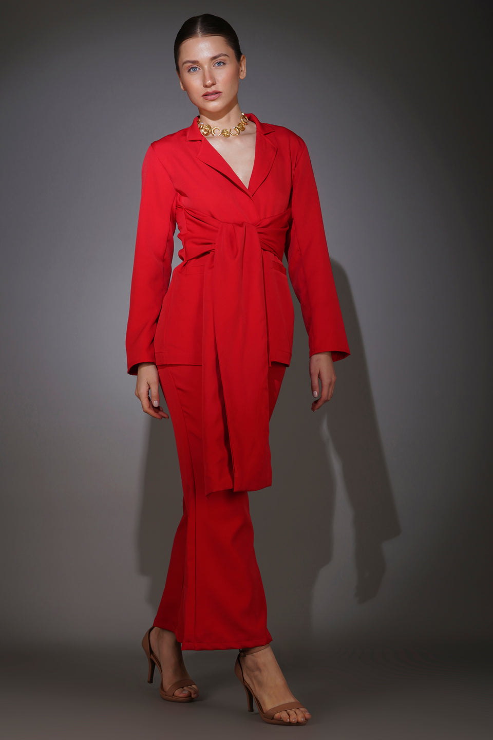Red Front Tie Blazer