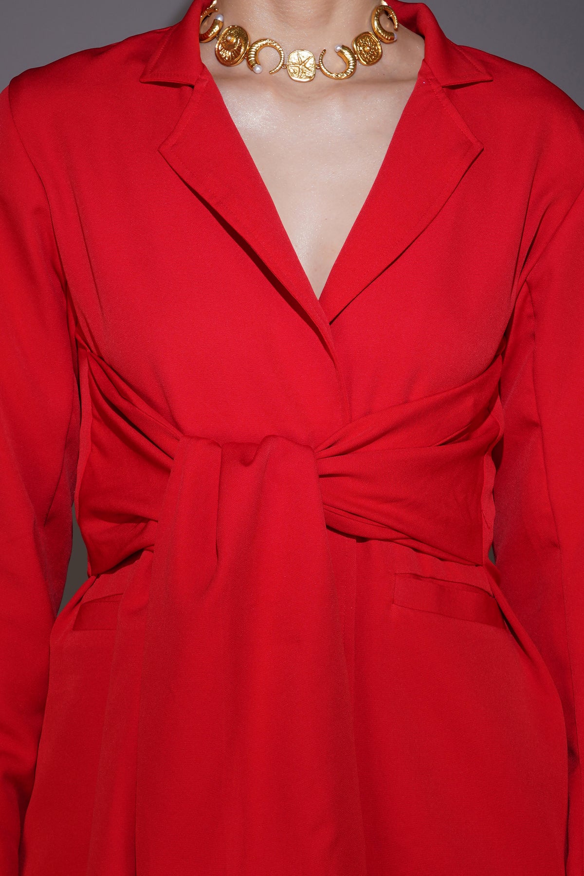 Red Front Tie Blazer
