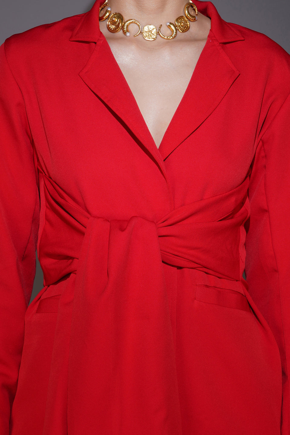 Red Front Tie Blazer