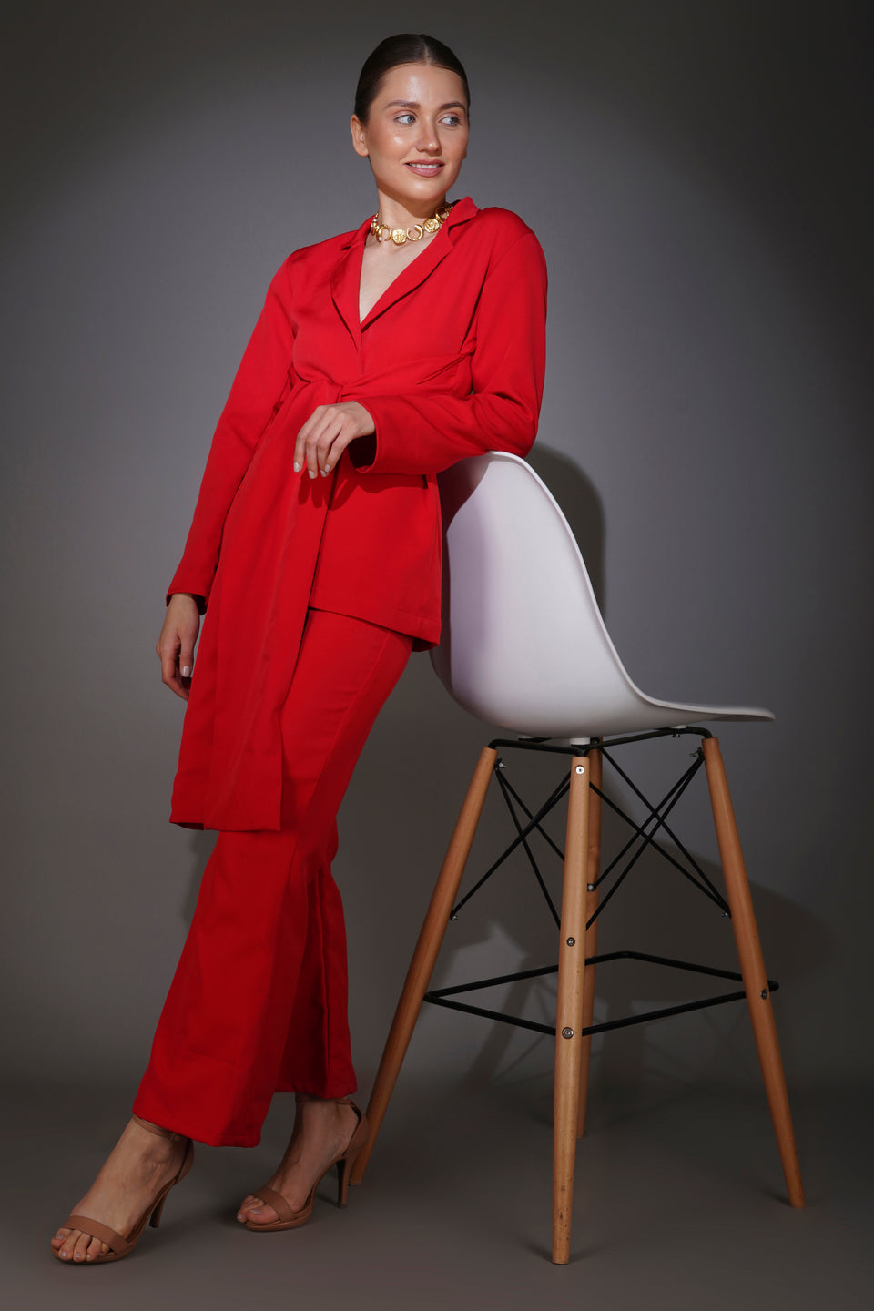 Red Front Tie Blazer