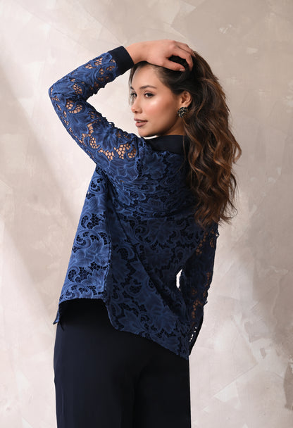 MIDNIGHT BLUE LACE SHIRT