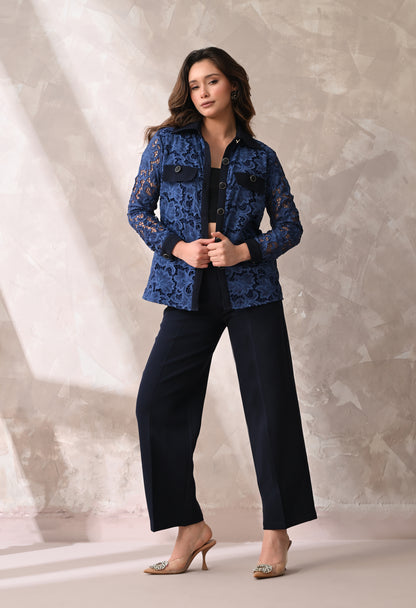 MIDNIGHT BLUE LACE SHIRT
