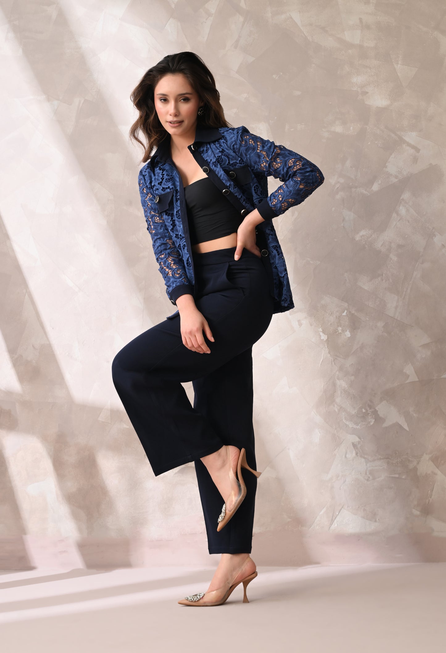 MIDNIGHT BLUE LACE SHIRT