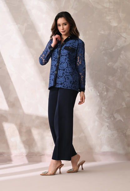 MIDNIGHT BLUE LACE SHIRT