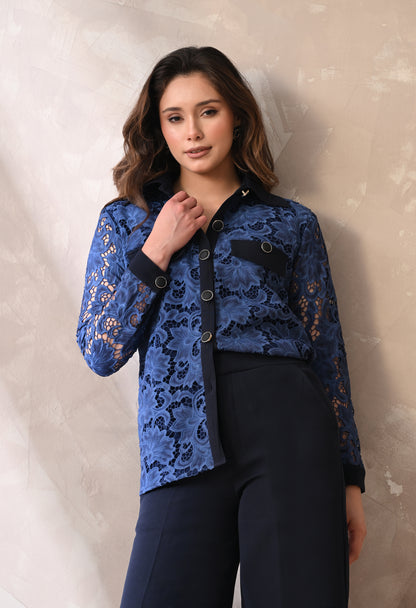 MIDNIGHT BLUE LACE SHIRT