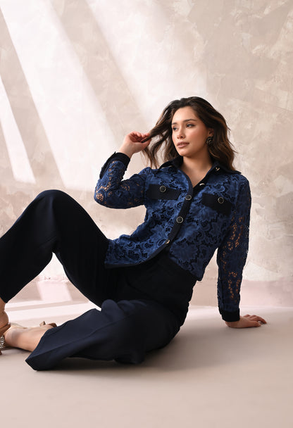 MIDNIGHT BLUE LACE SHIRT