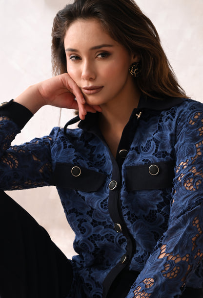 MIDNIGHT BLUE LACE SHIRT