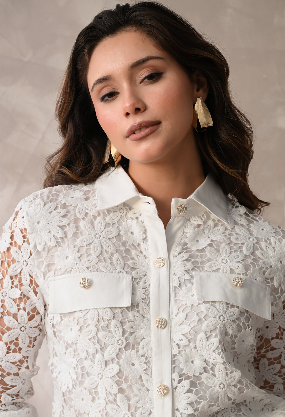 WHITE LACE SHIRT & TROUSER SET