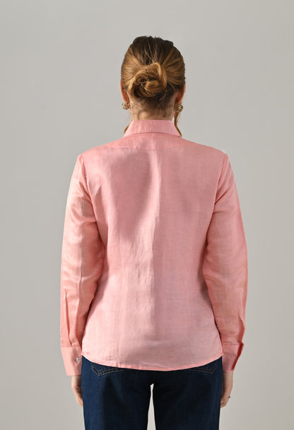 Pink organza shirt with sequence detailed embroidery
