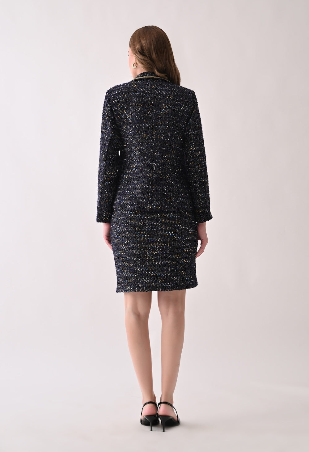 Blue tweed blazer & skirt set