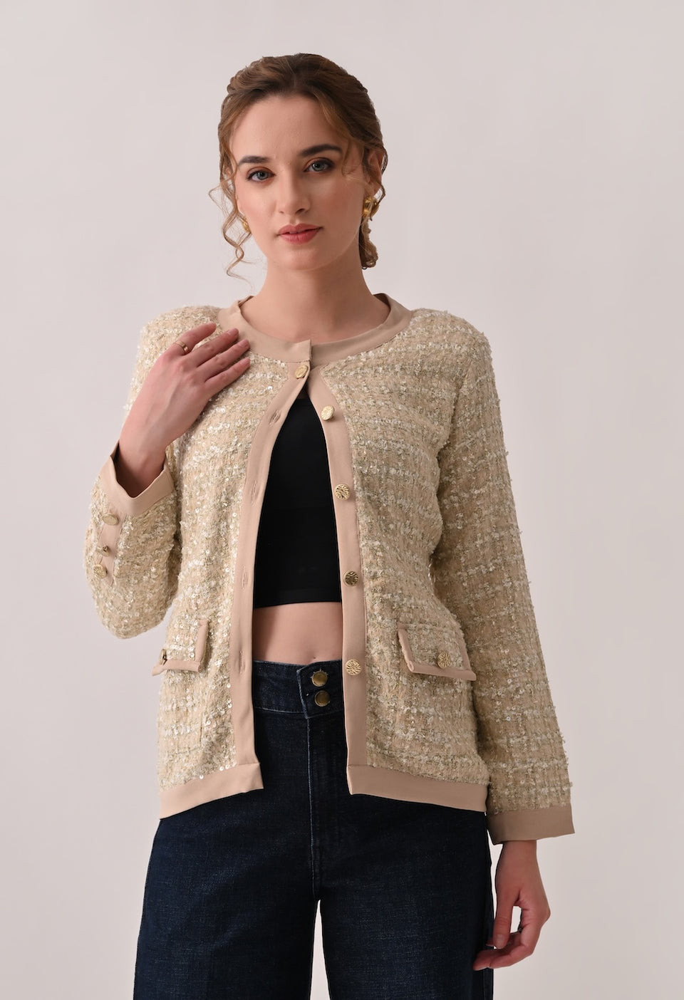 Beige tweed blazer