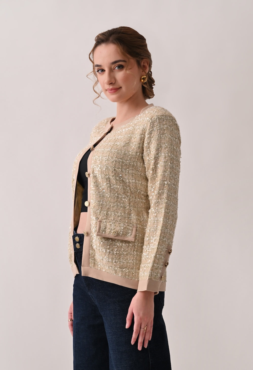 Beige tweed blazer