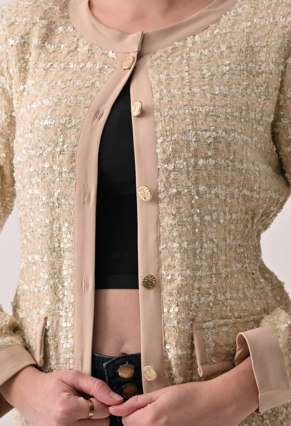 Beige tweed blazer