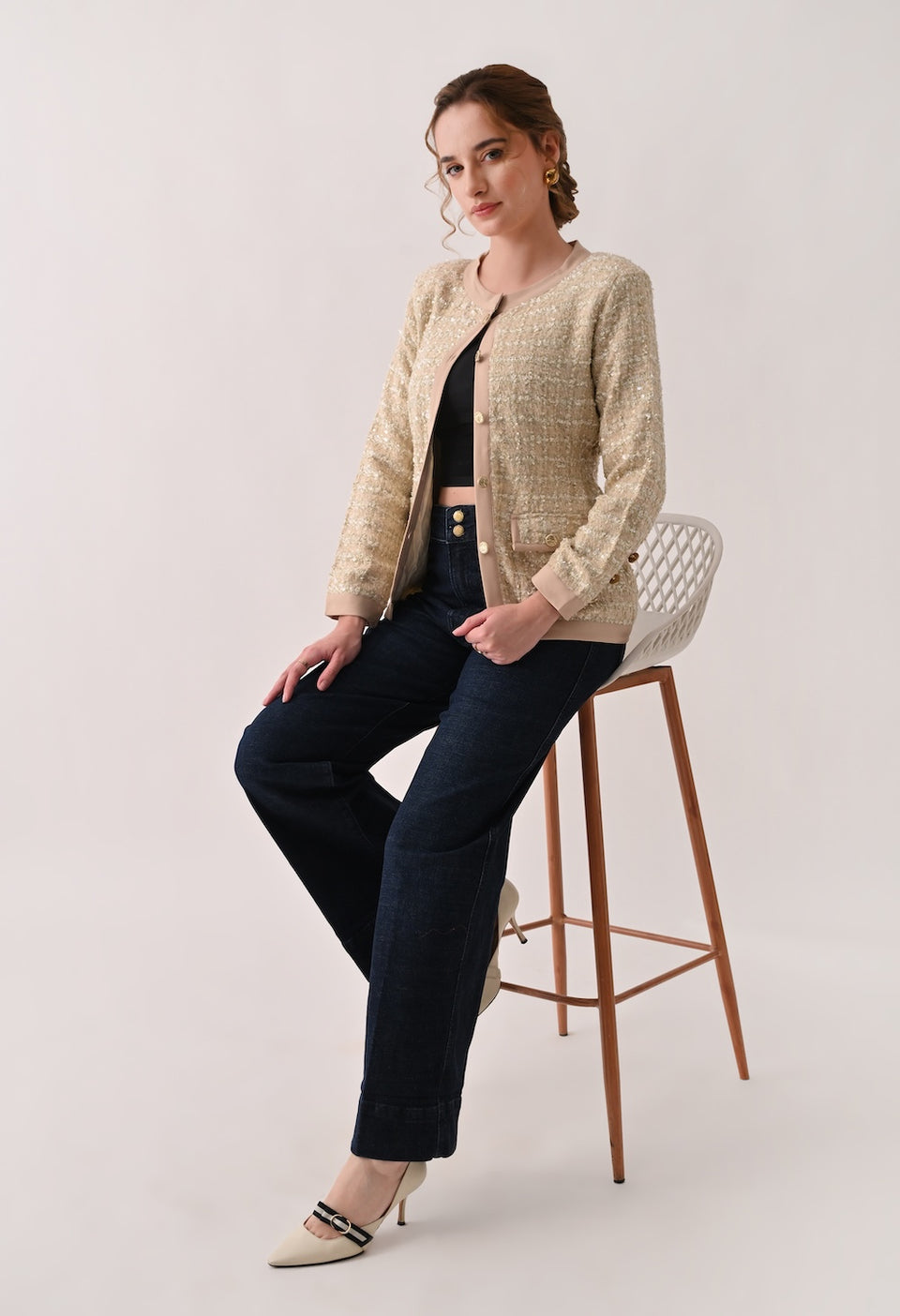 Beige tweed blazer
