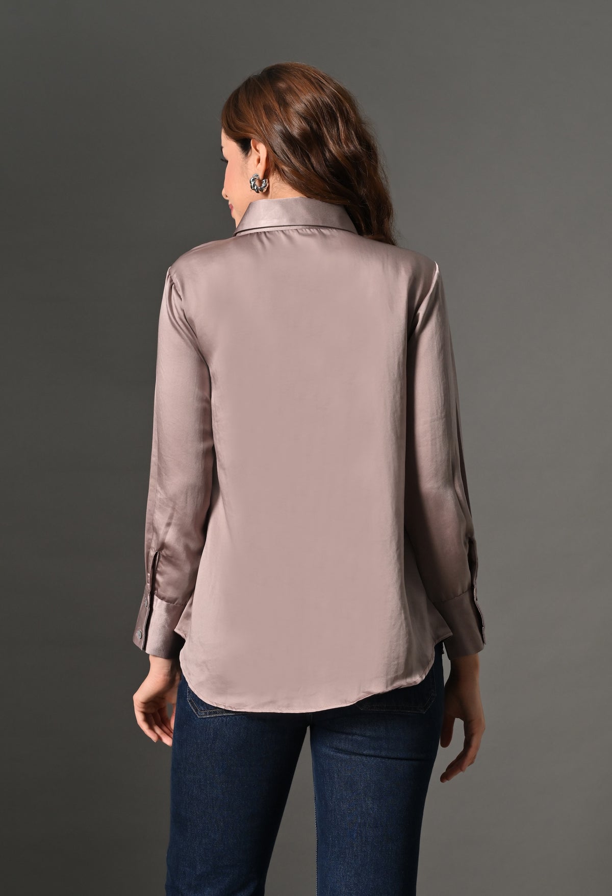 Light mocha shirt with crystal buttons