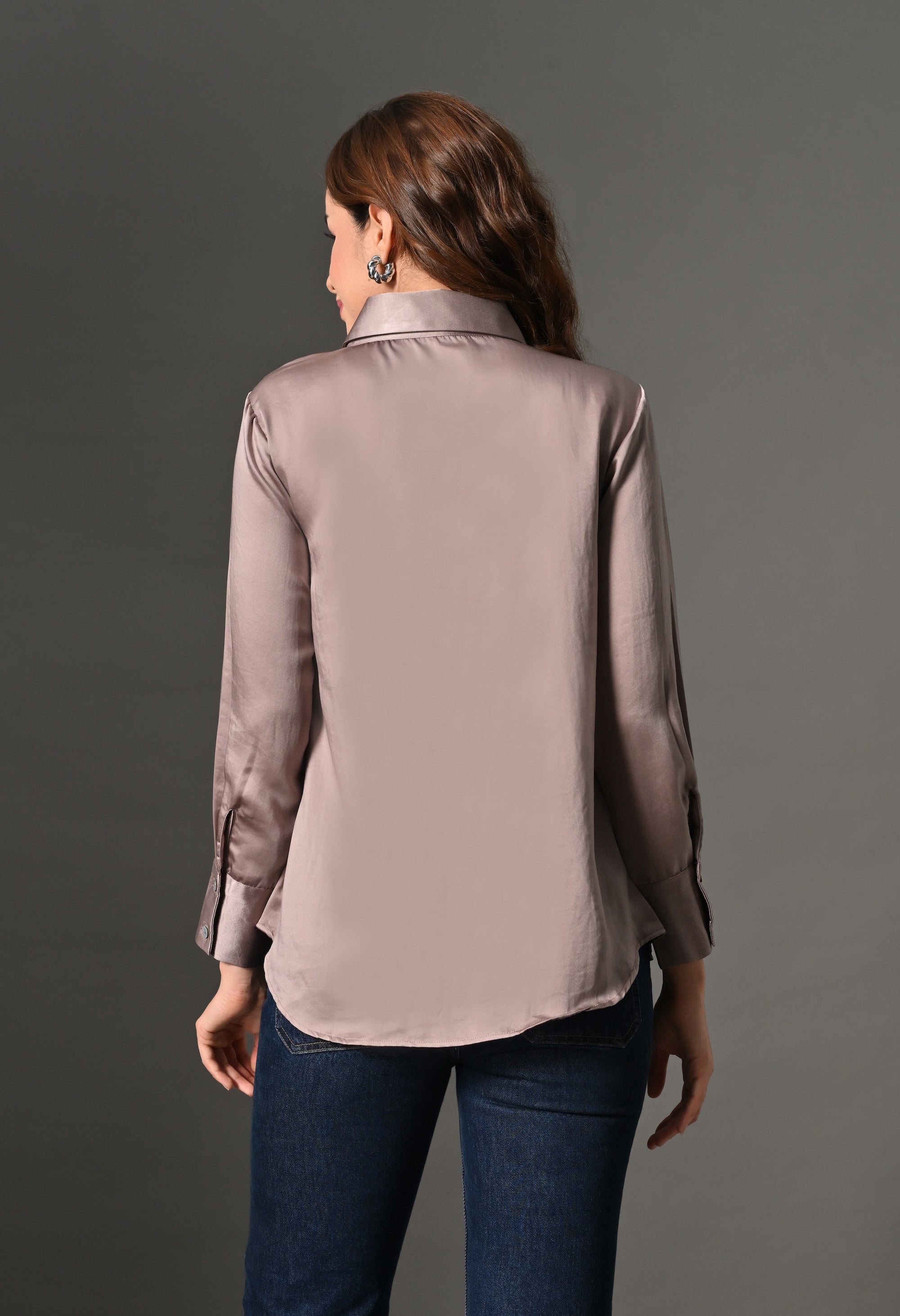 Light mocha shirt with crystal buttons