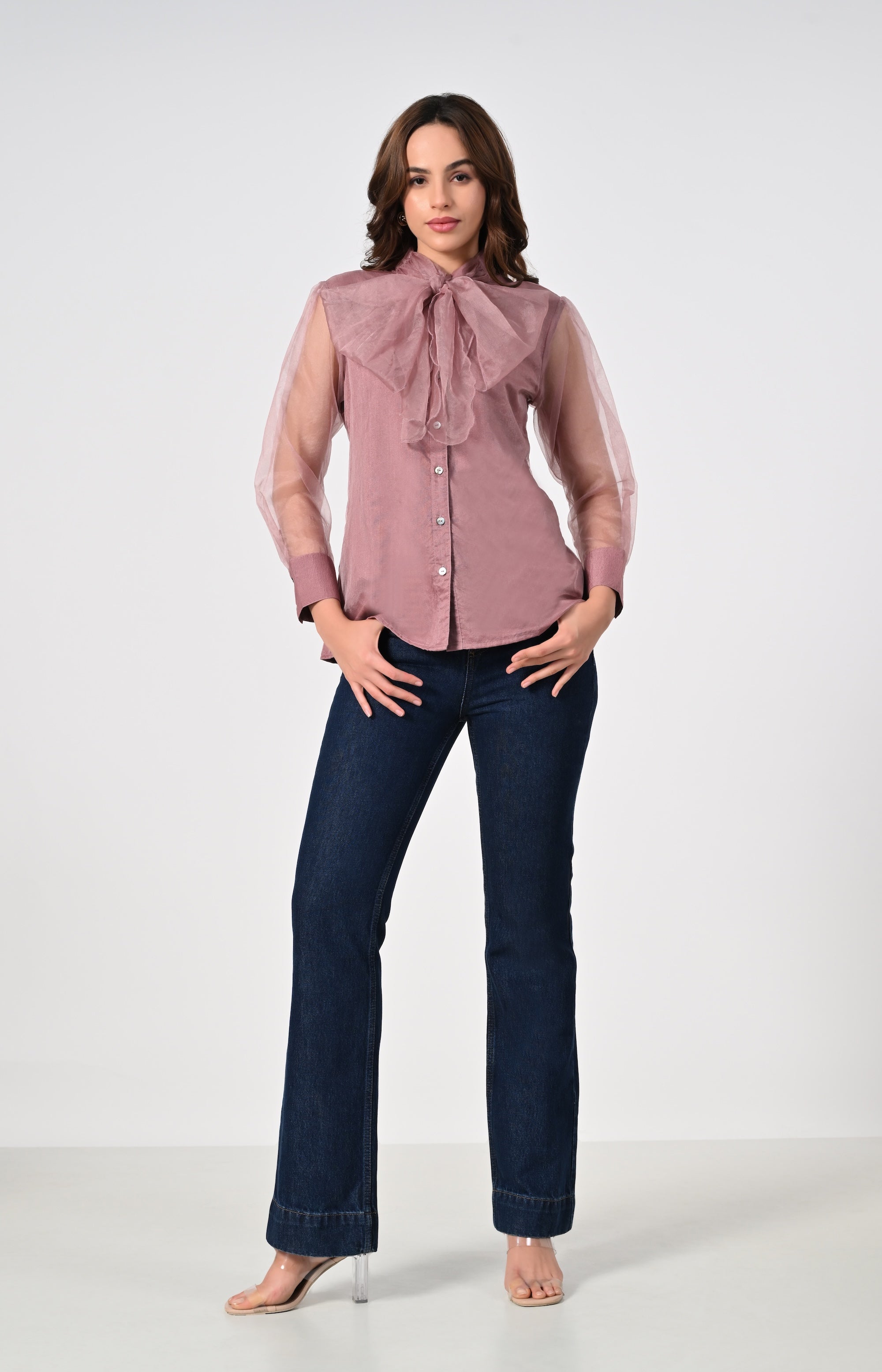 Blush pink organza shirt