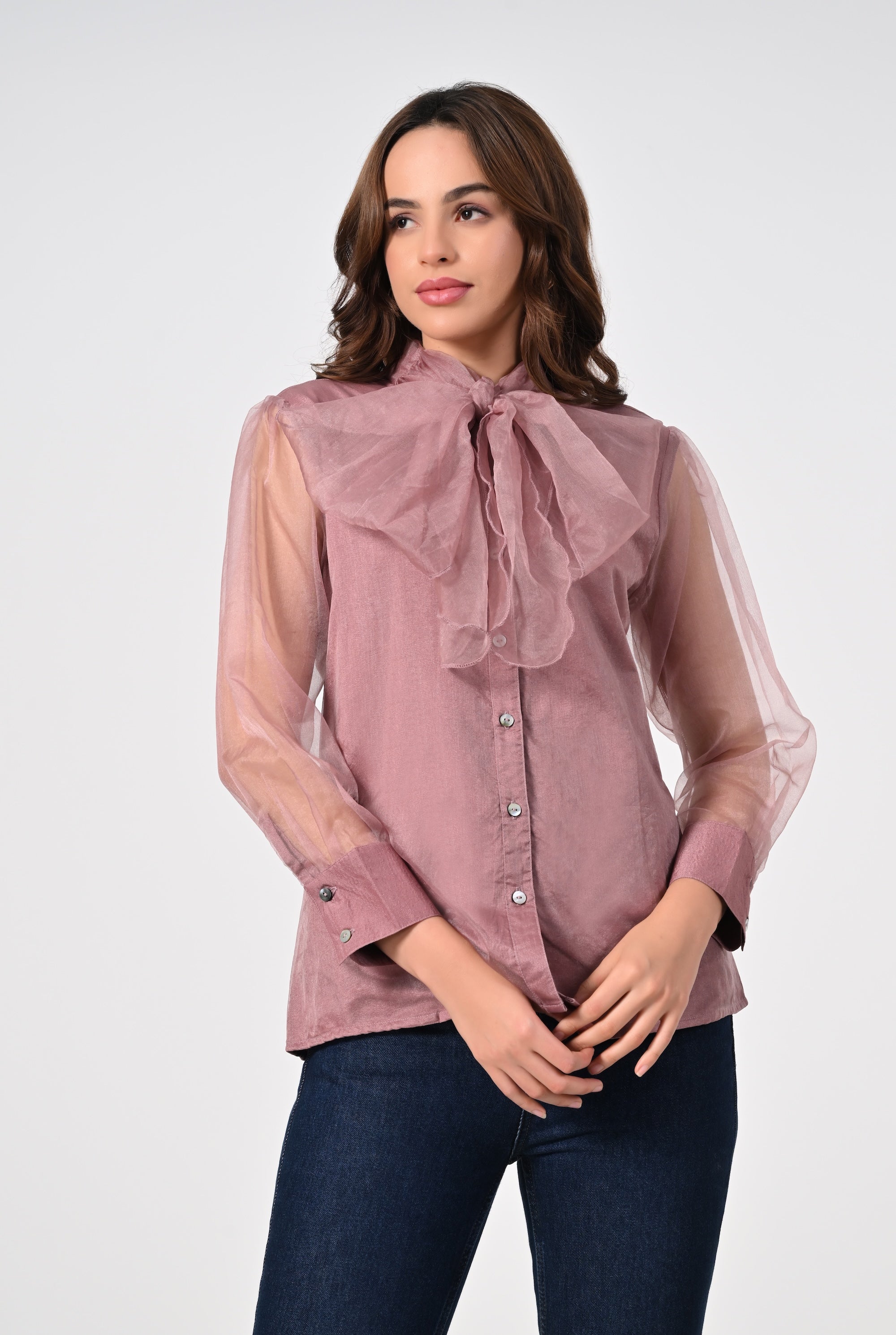 Blush pink organza shirt