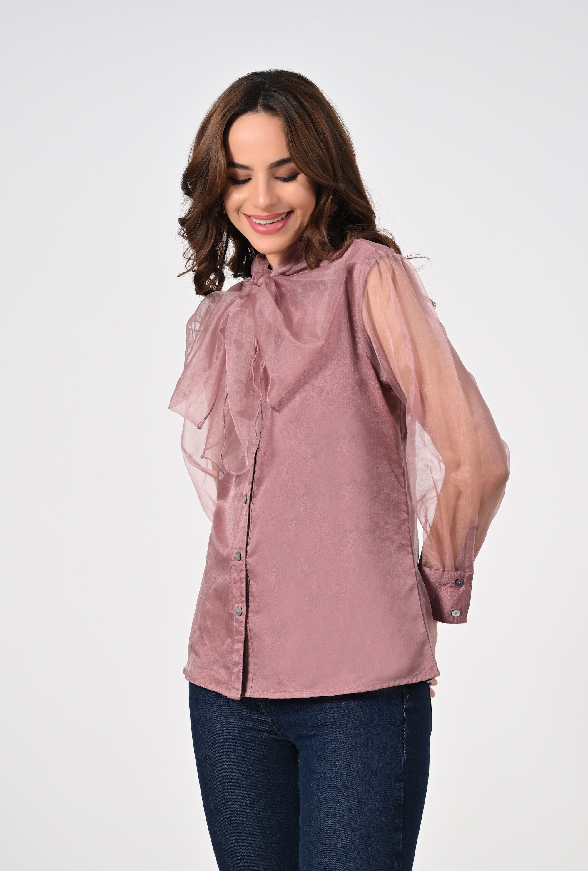 Blush pink organza shirt