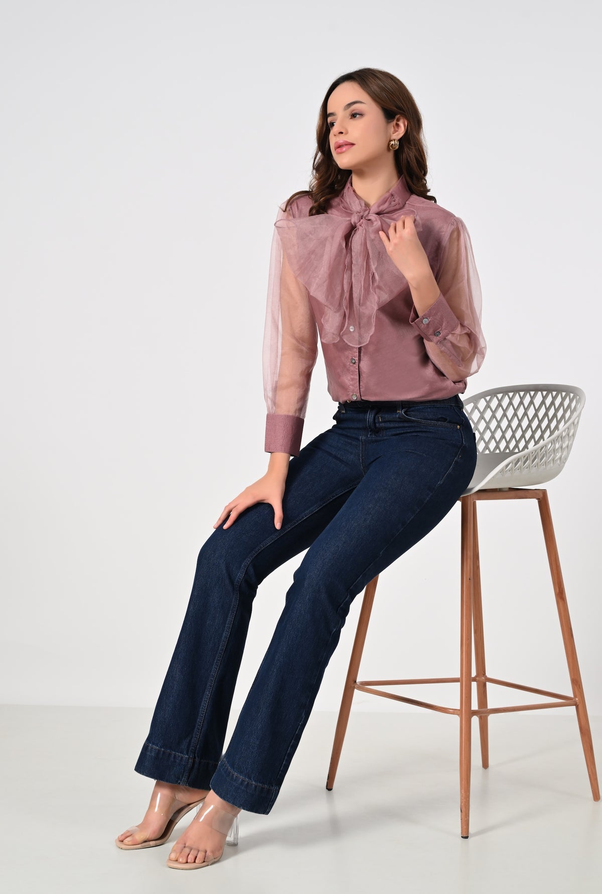 Blush pink organza shirt