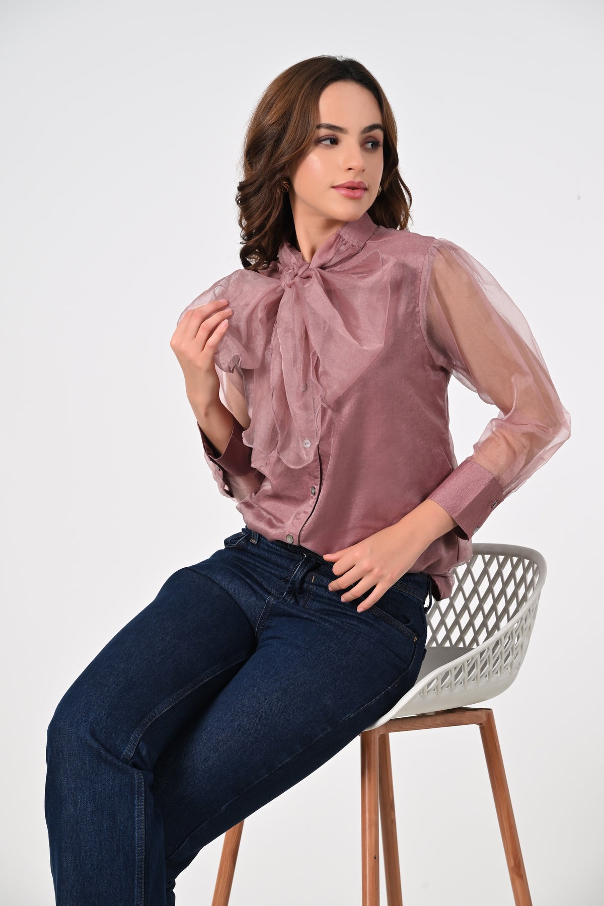 Blush pink organza shirt