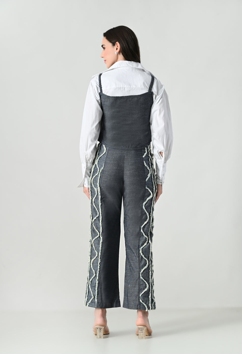 Blue Co-ord Set with white emroidery