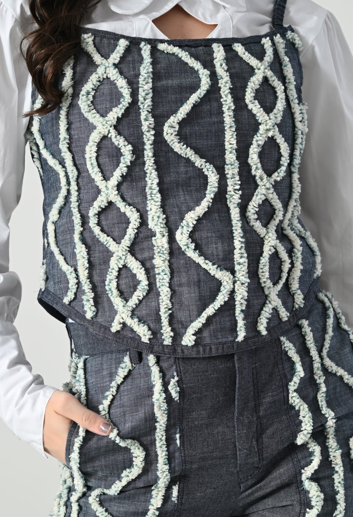 Blue Co-ord Set with white emroidery