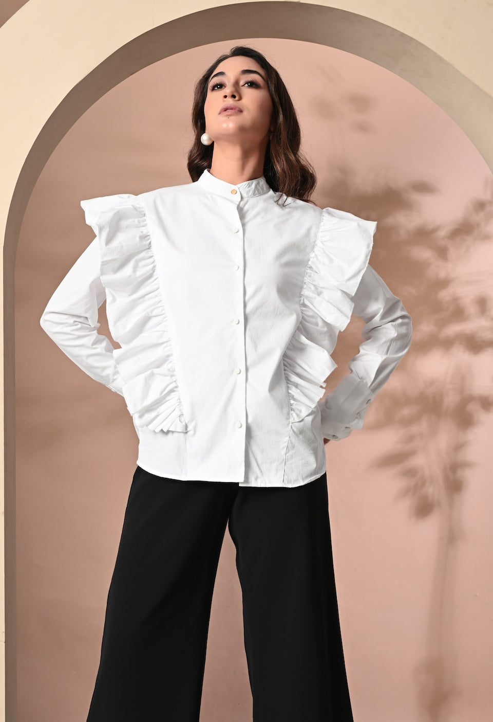 White shirt with frills