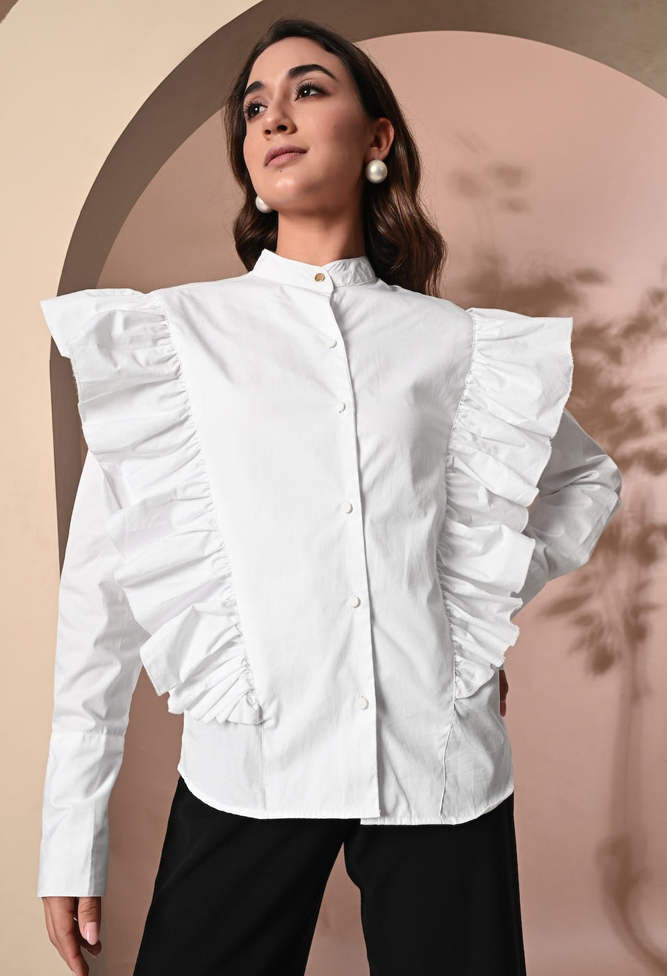 White shirt with frills