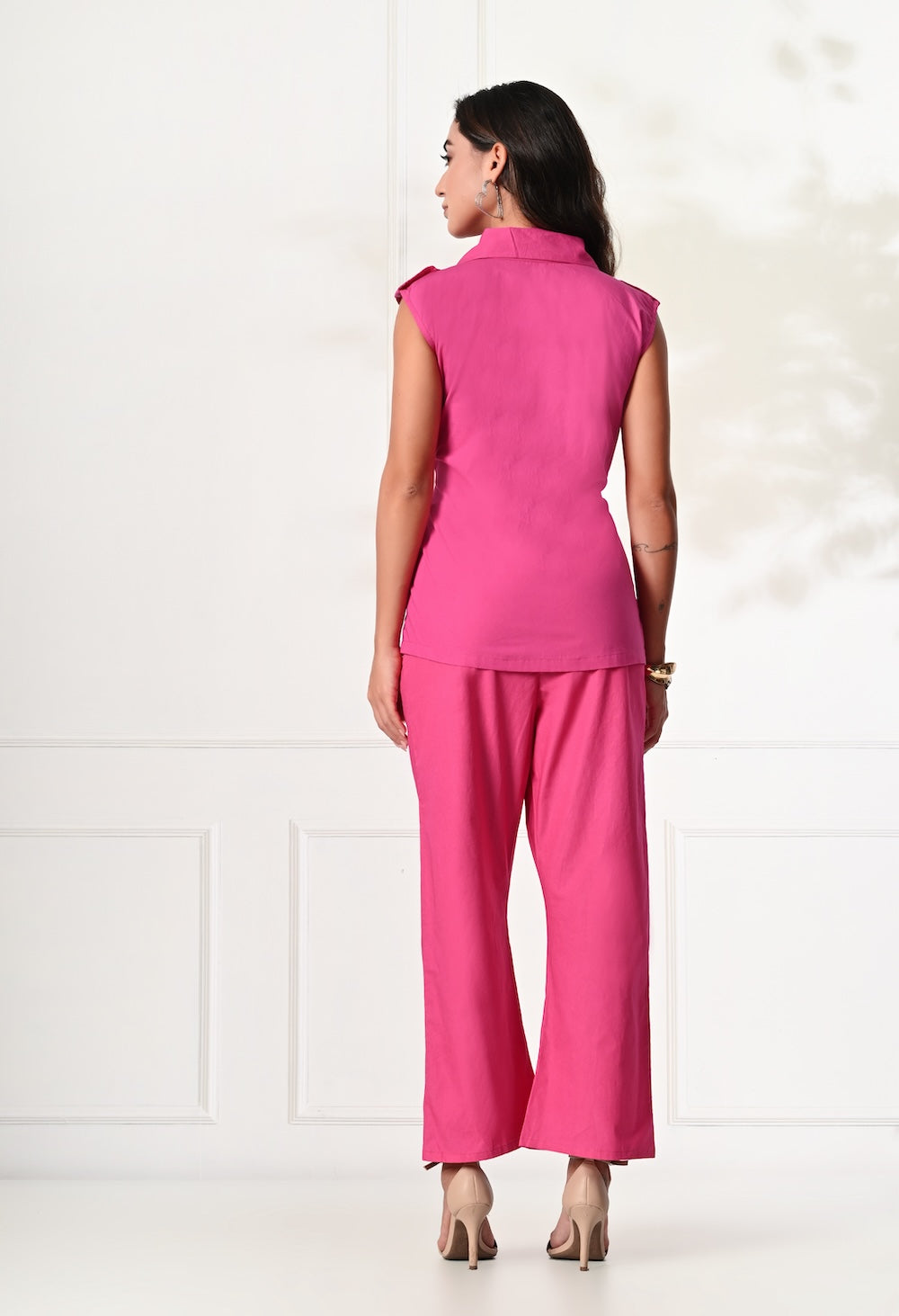 Pink co-ord set with draw strings on waist