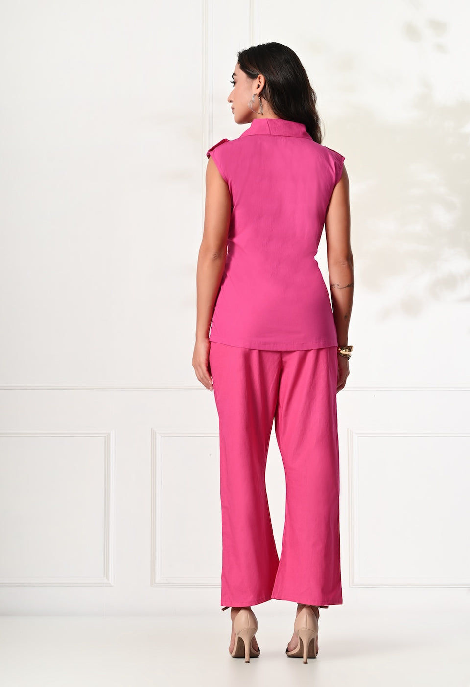 Pink co-ord set with draw strings on waist