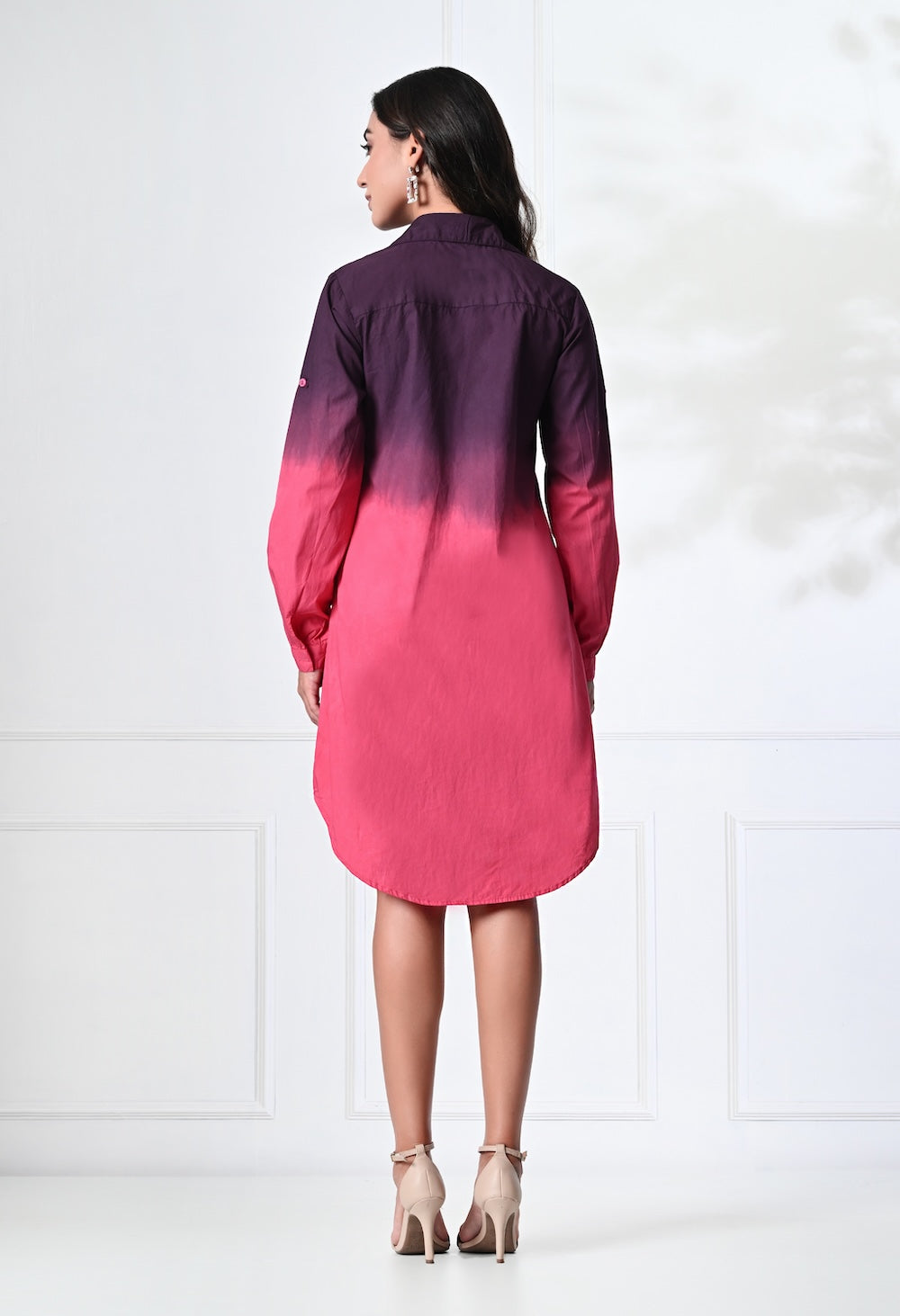 Pink and purple shaded shirt dress