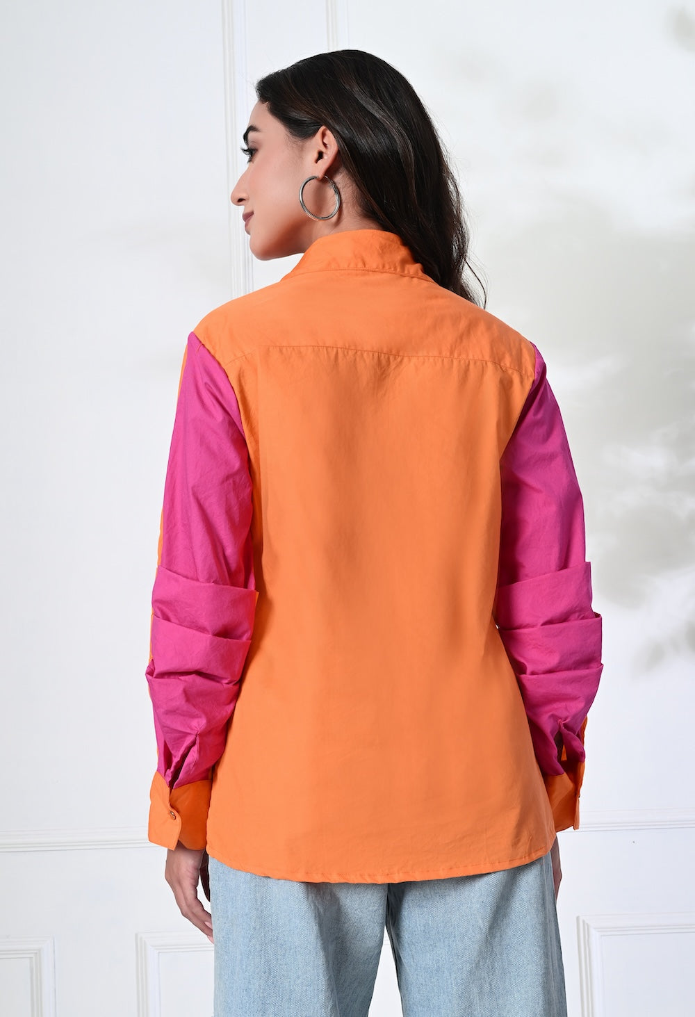 Pink and Orange Shirt with Ruffled sleeves