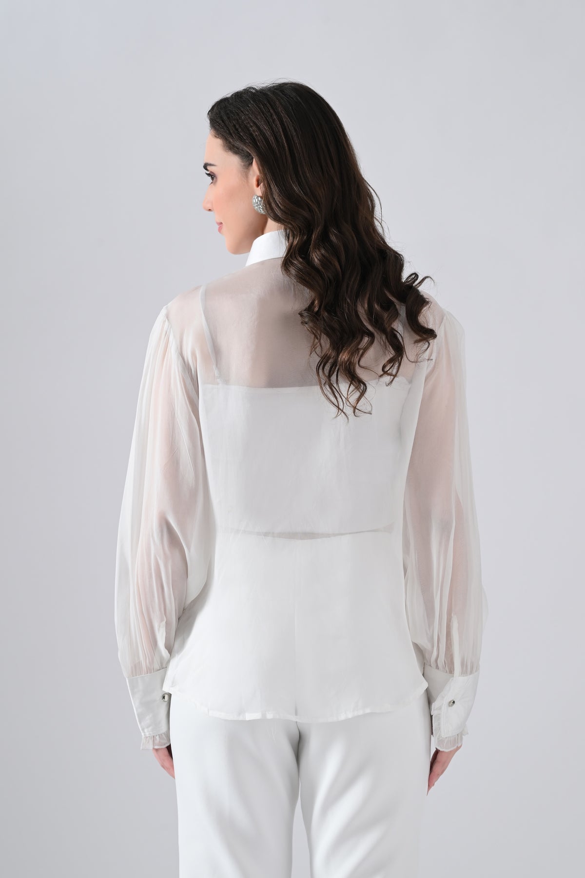 White Organa Shirt with Silver Detailing on Front
