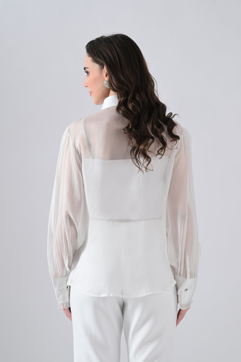White Organa Shirt with Silver Detailing on Front