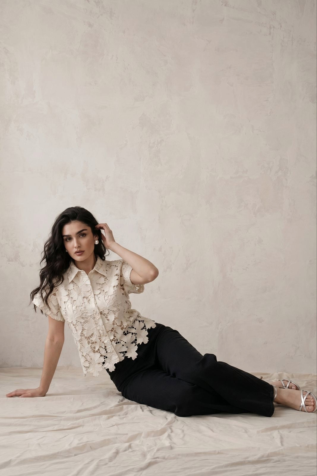Elegant Floral Lace Button-Up shirt