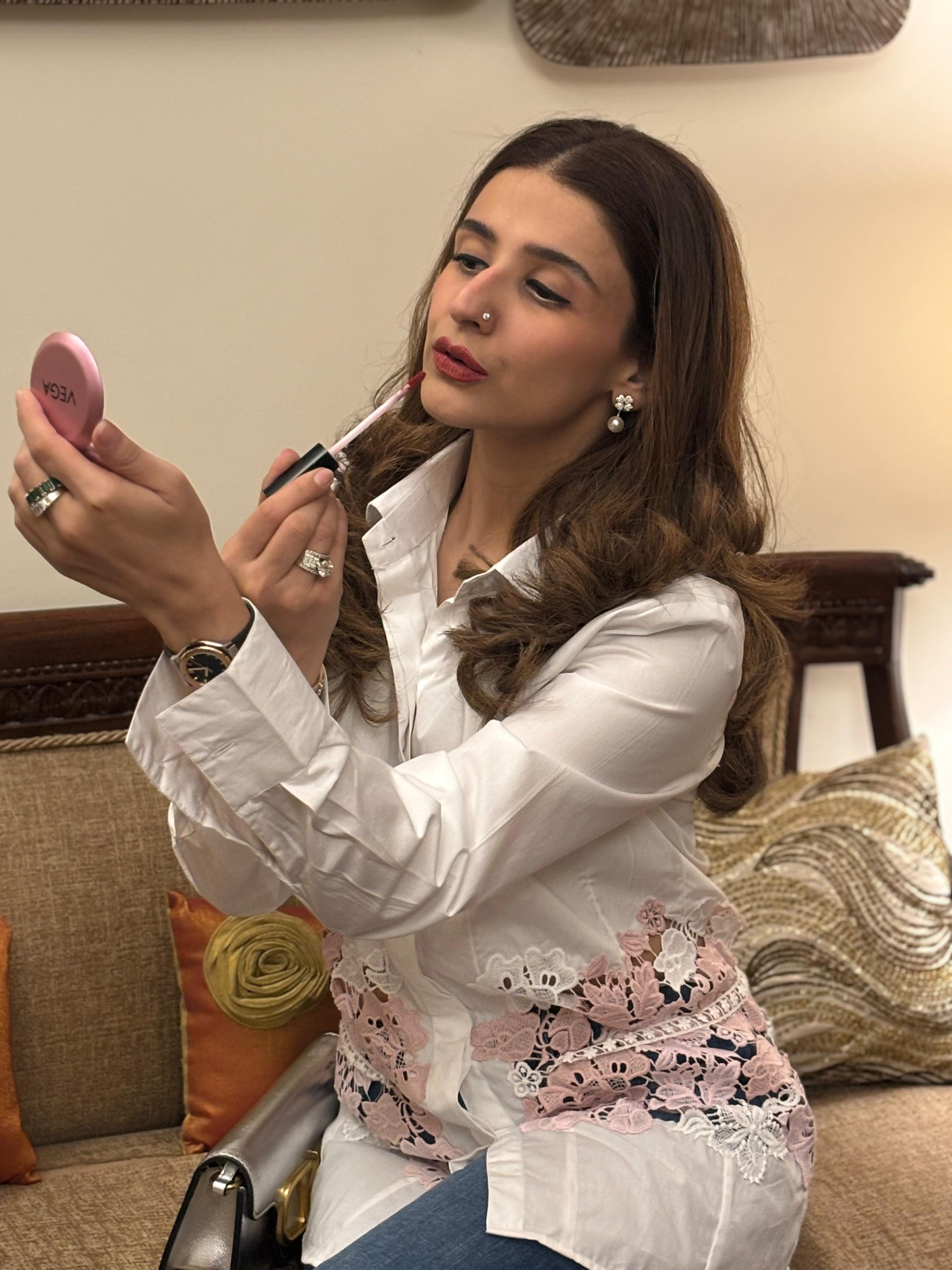 White Cotton Shirt with Pink Floral Lace Detailing on Waist