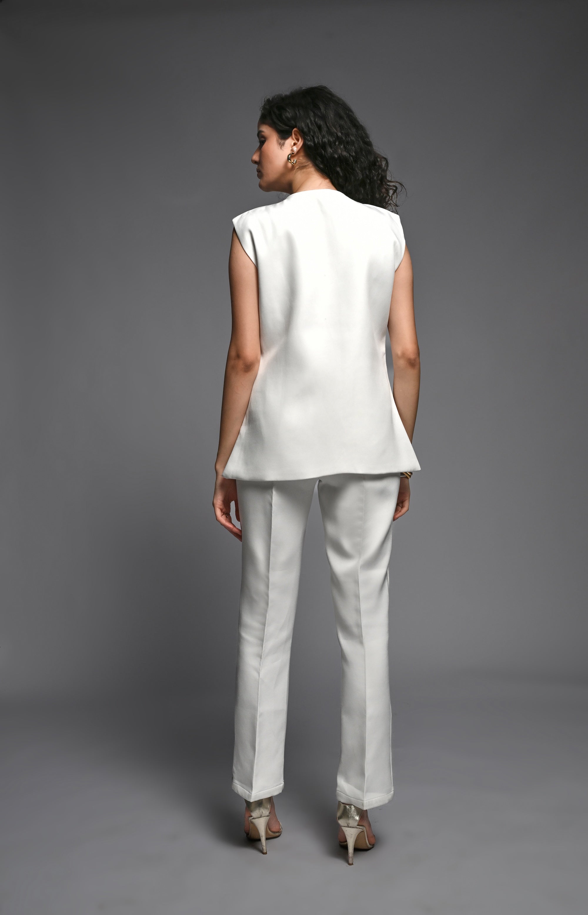 White Waistcoat and Pants co-ord Set