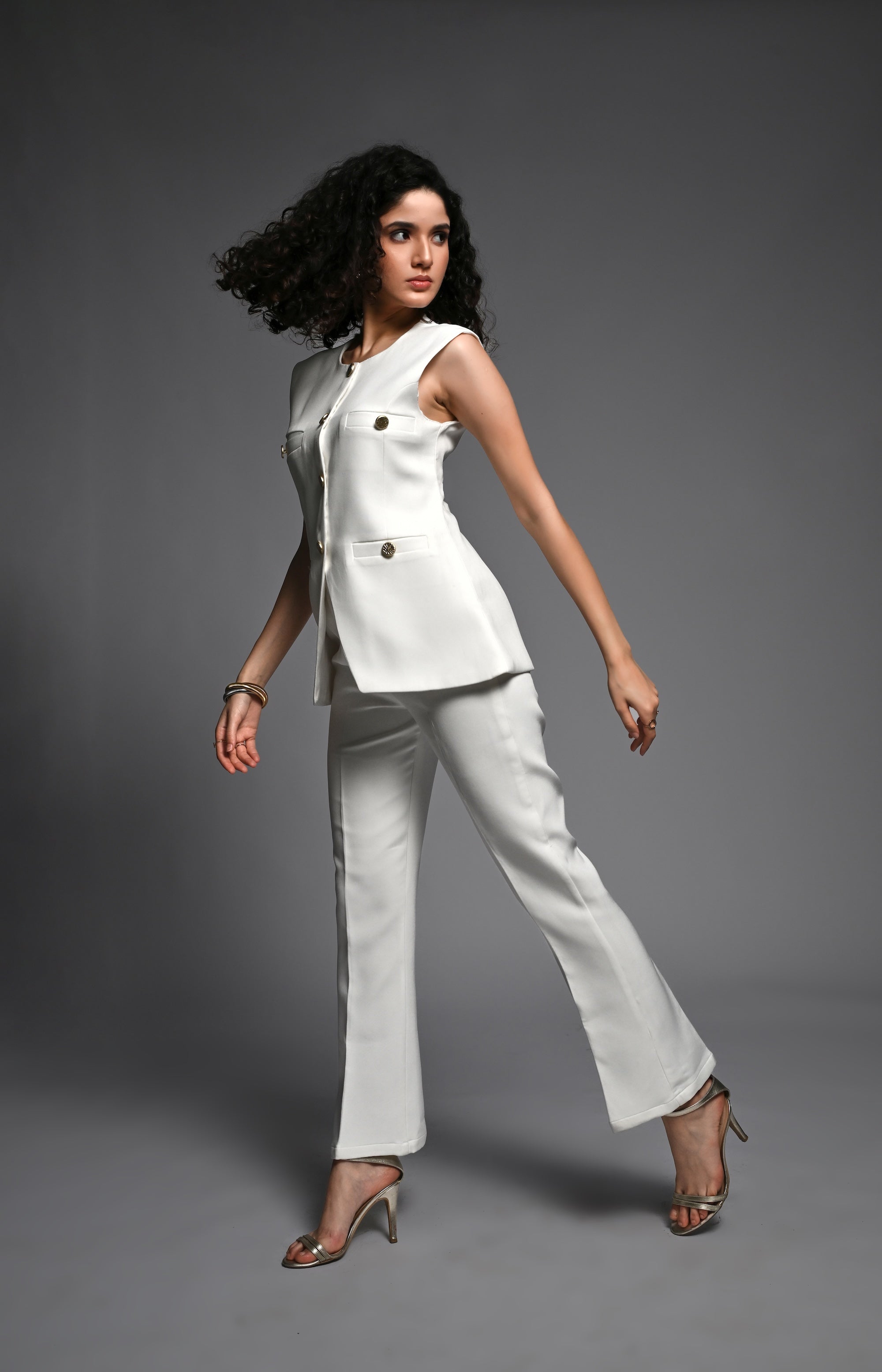 White Waistcoat and Pants co-ord Set