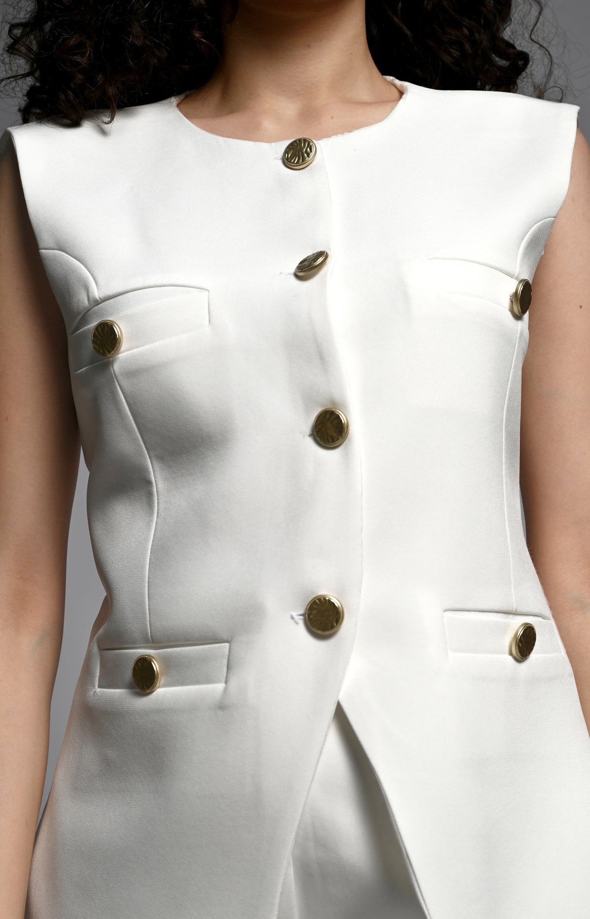 White Waistcoat and Pants co-ord Set